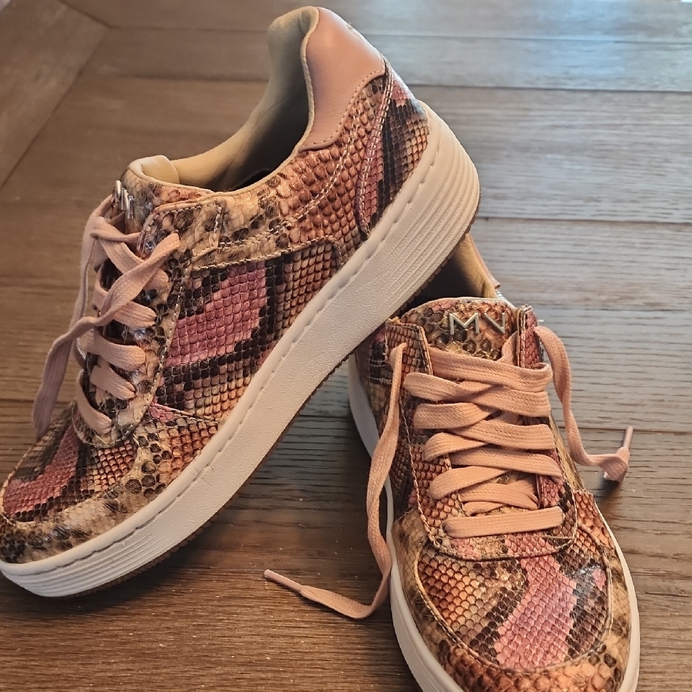 Mark Nason Stylish Pink Snake Print Women's Sneakers